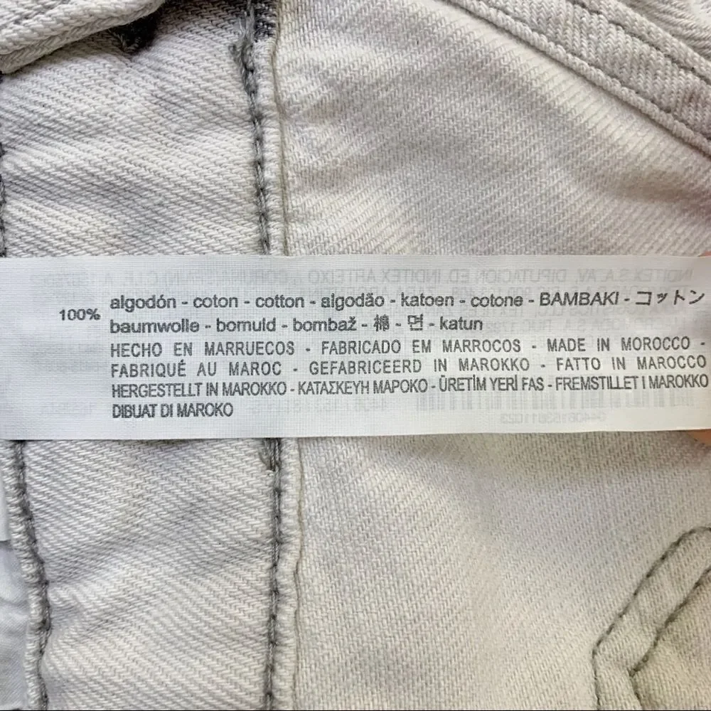 Zara Basic Bleach Distressed Cargo Style Jeans Overalls, Sz Small - Picture 14 of 15